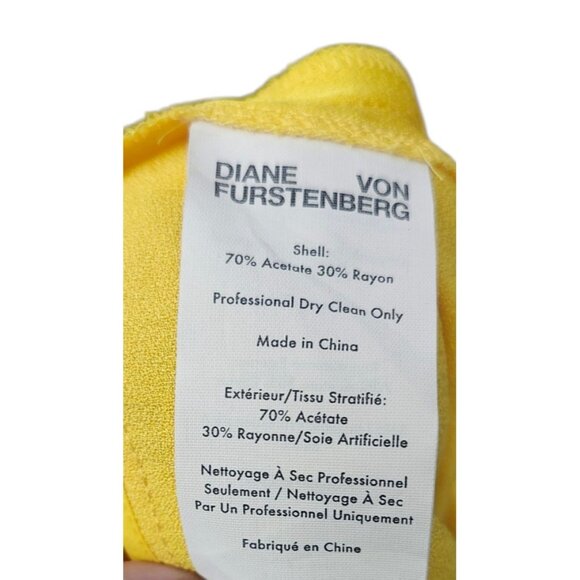 Diane von Furstenberg Yellow Draped Midi Dress Women’s Size 4 Silky Deep V Neck - Picture 8 of 12